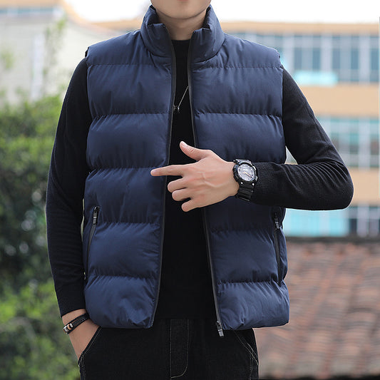 Cardigan Acolchado Holgado con Cuello Alto para Hombre - Chaqueta de Moda Juvenil - Image 2