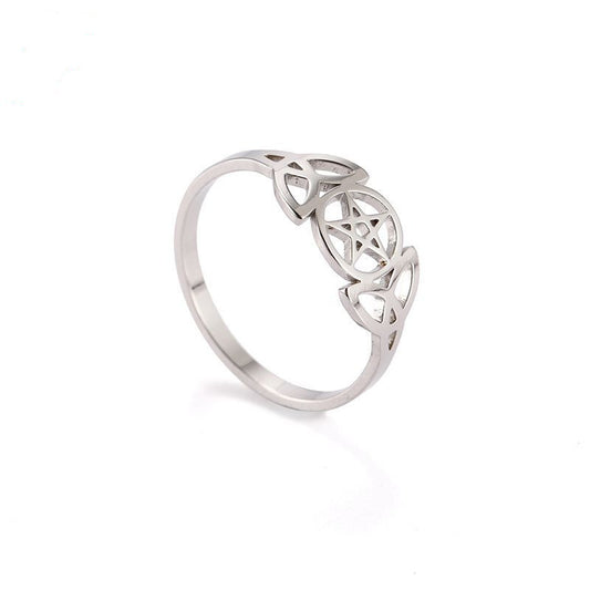 Anillo Pentágrama Pareja Acero Inoxidable Tendencia Coreana Hip Hop - Image 2