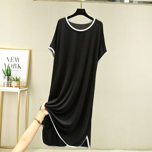 Vestido Modal Mujer Cuello Redondo Manga Corta Casual - Image 2