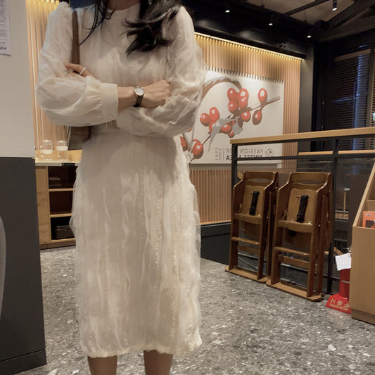 Vestido Elegante Retro Francés con Encaje y Cordones - Image 2