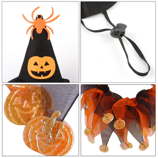 Conjunto Halloween Gorro y Bufanda Patrón Calavera con Capa Gato - Image 2