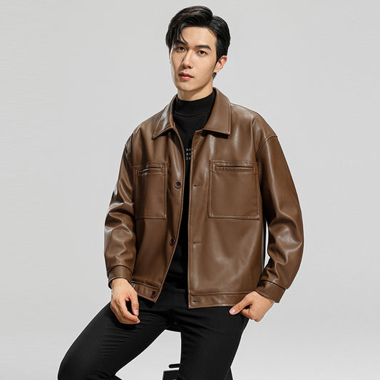 Chaqueta de Cuero para Motociclista Estilo Joven - Abrigo Elegante para Hombre - Image 2