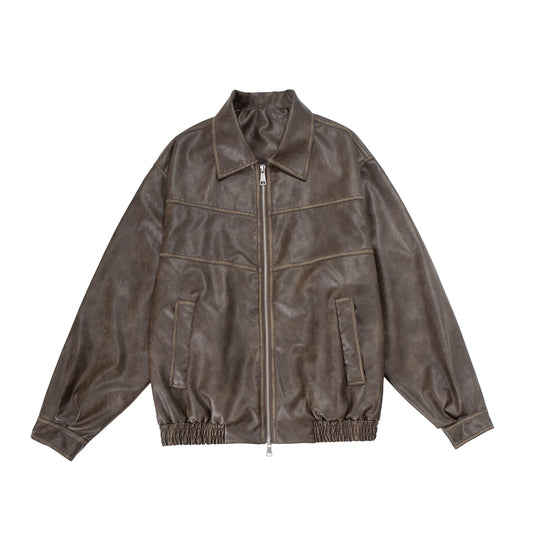 Chaqueta de Cuero PU con Solapa para Motociclista - Image 2