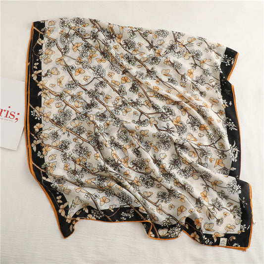 Pañuelo Elegante Mariposas Estampadas - Algodón y Lino - Image 2