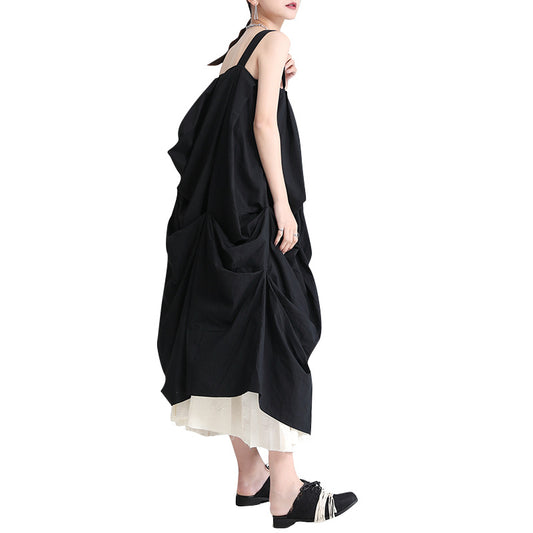 Vestido Vintage Sin Mangas Bloques de Color Negro y Blanco - Image 2