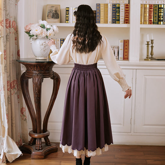 Vestido Elegante de Encaje Floral Bordado Doble Capa Manga Larga - Image 2