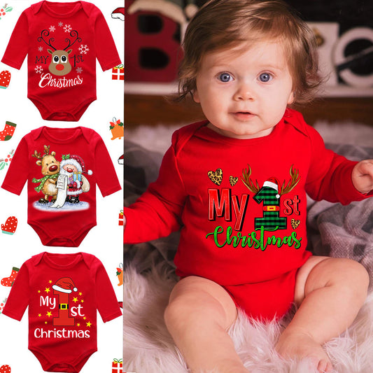 Mameluco Largo Rojo con Diseño de Alce para Bebé Recién Nacido - Image 2