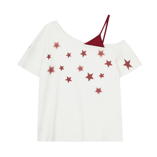 Playera Estrellas con Hombro Descubierto para Mujer - Image 2