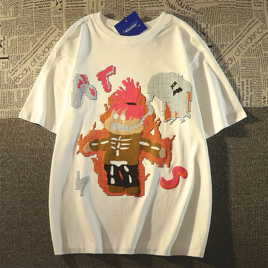 Playera de Algodón Puro con Diseño Cartoon para Hombre y Mujer - Comodidad Veraniega - Image 2