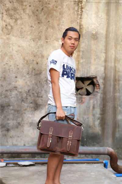 Bolso Messenger de Cuero Crazy Horse - Estilo Vintage Duradero - Image 9