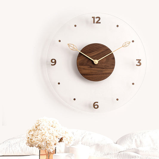 Reloj de Pared Moderno Madera Maciza y Acrílico para Sala de Estar