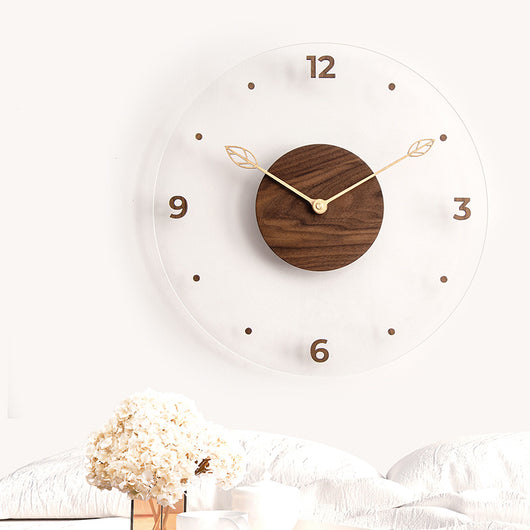 Reloj de Pared Moderno Madera Maciza y Acrílico para Sala de Estar