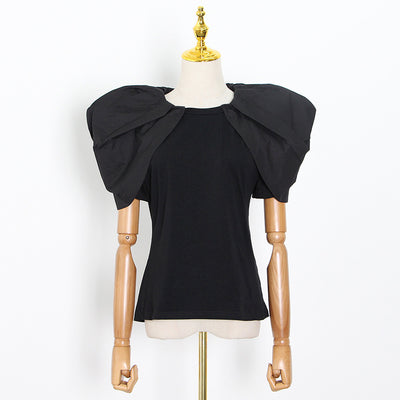 Polera Cropped Patchwork Cuello Redondo Ajustada para Mujer - Image 7