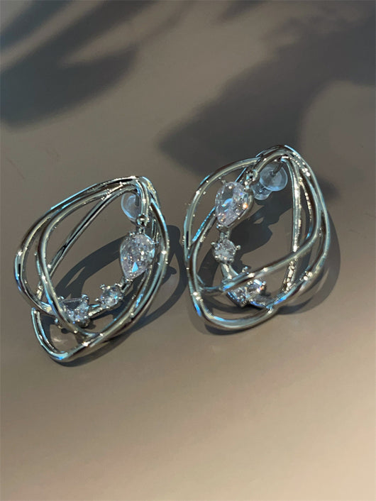 Aretes Metálicos de Diseño Irregular Europeo Americano - Image 7