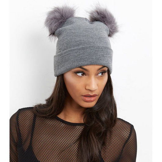 Gorro de Lana Tejido Doble para Mujer con Bola Decorativa - Image 15