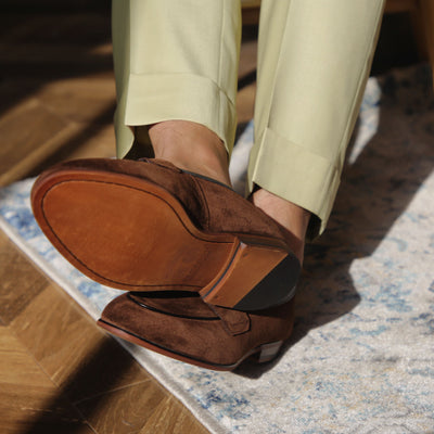 Zapatos Hombre Estilo Británico Ante con Punta Cuadrada - Image 3