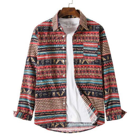 Camisa Étnica Holgada Talla Plus - Estilo Casual Versátil