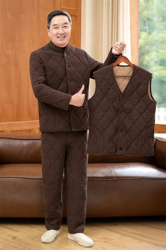 Conjunto de Abrigo y Pantalón Acolchado de Algodón para Papá Invierno