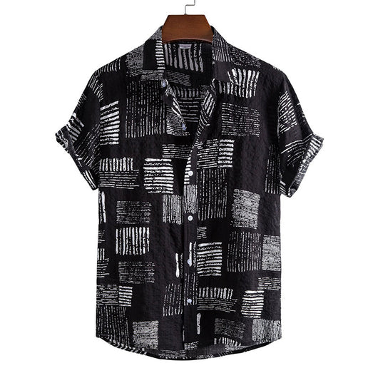 Camisa Retro Holgada de Manga Corta para Hombre Talla Grande - Image 9
