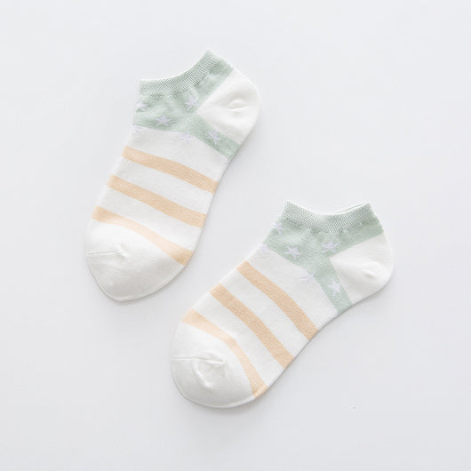 Calcetines Invisibles de Algodón Transpirable con Diseño Rayas Estrellas - Image 18