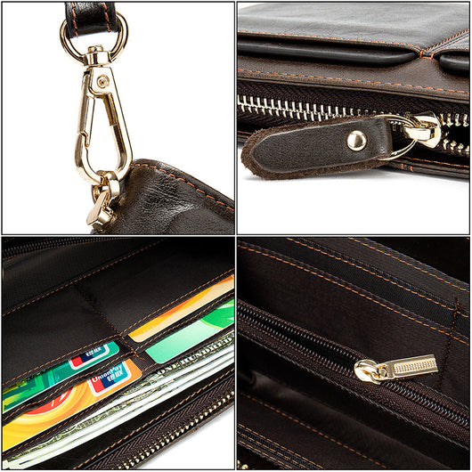 Cartera Larga Ejecutiva para Hombre Cuero Genuino Múltiples Compartimentos - Image 3