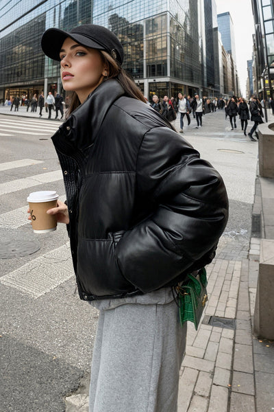 Chaqueta Acolchada de Cuero Desechable Invierno Europea y Americana - Image 29