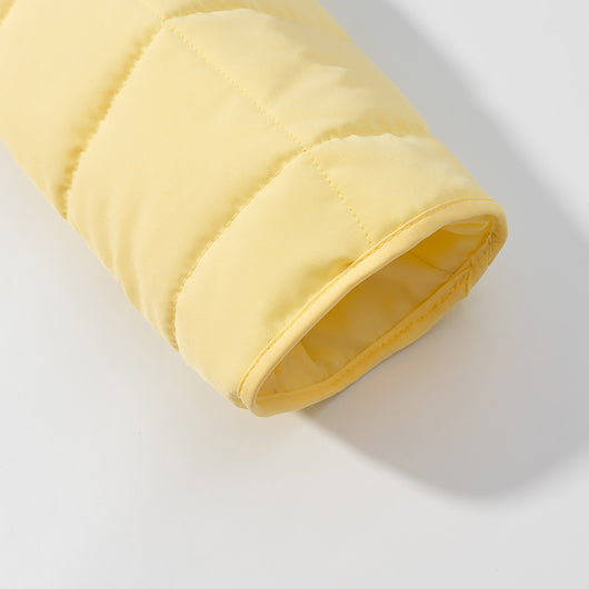 Abrigo Acolchado de Algodón a Cuadros Amarillo para Mujer - Image 11