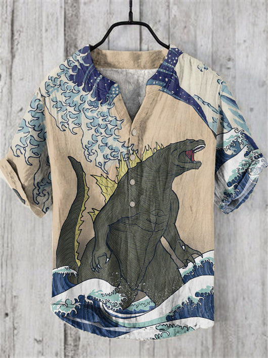 Camisa Hawaiana Navideña Casual con Estampado Santa para Hombre - Image 31