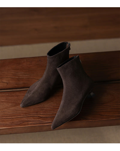 Botas Tobilleras de Gamuza Ante con Punta Fina para Mujer - Image 18