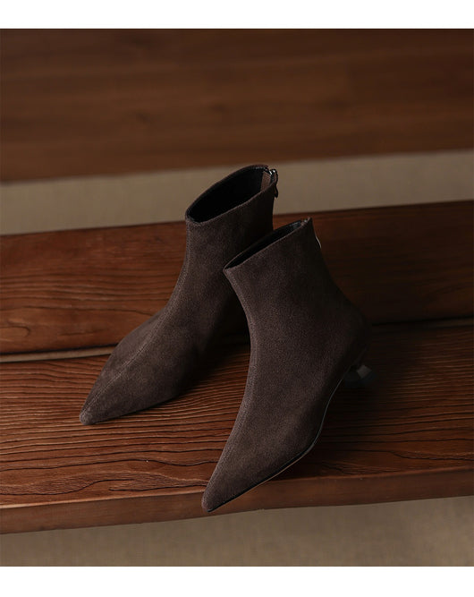 Botas Tobilleras de Gamuza Ante con Punta Fina para Mujer - Image 18