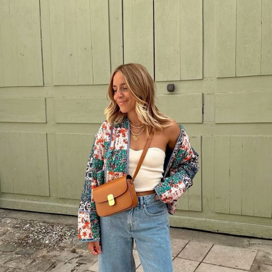 Abrigo Acolchado Suelto Estampado para Mujer - Comodidad y Estilo