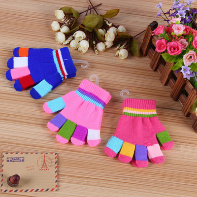 Guantes Térmicos Gruesos a Rayas Multicolores con Dedos Completos - Image 7