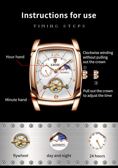 Reloj Mecánico Cuadrado con Tourbillon para Hombre - Image 17