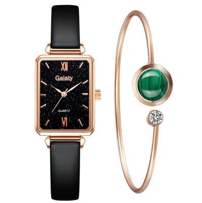 Reloj Cuadrado para Mujer Verde Malaquita con Temperamento Retro - Image 13