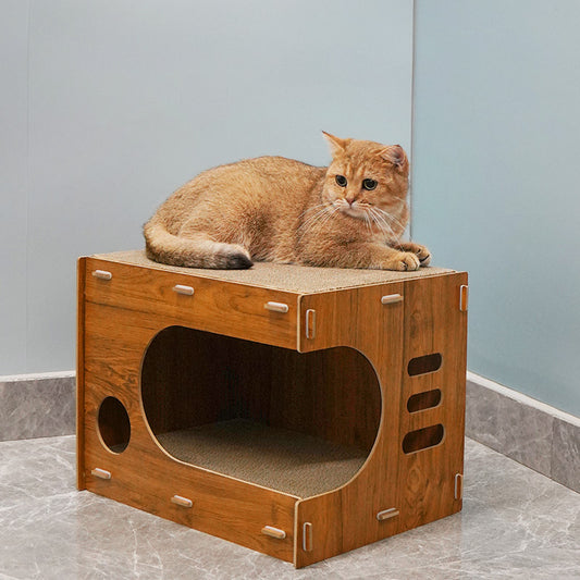 Casa Gato Doble Capa Resistente a Arañazos - Espaciosa y Duradera
