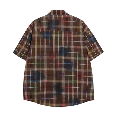 Camisa Manga Corta Tie Dye Cuadros para Hombre - Image 14