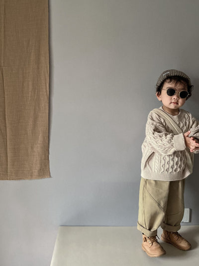 Suéter Infantil Retro con Patrón de Trenza Tejido - Image 14
