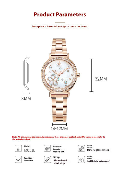 Reloj de Cuarzo para Mujer con Correa de Acero y Diamantes - Image 7