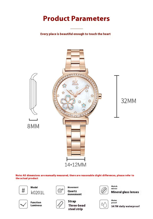 Reloj de Cuarzo para Mujer con Correa de Acero y Diamantes - Image 7