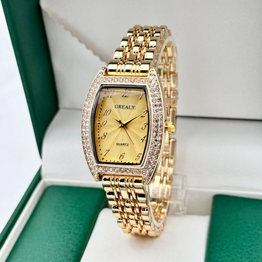 Reloj de Dama con Esfera de Barril Enchapado en Diamantes y Pulsera de Metal - Image 20