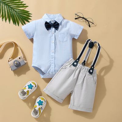 Conjunto de Verano para Niños con Tirantes - Shorts Estilo Caballero - Image 5