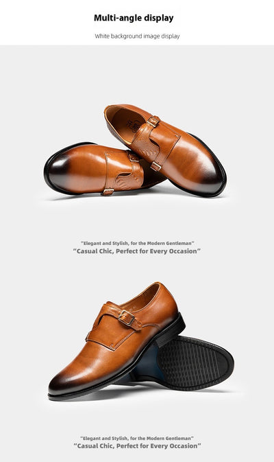 Zapatos de Cuero Ejecutivo Retro con Doble Hebilla - Estilo Clásico para Hombre - Image 22