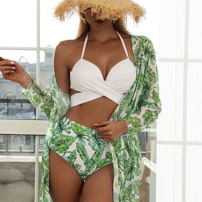 Traje de Baño Tres Piezas Estampado con Protección Solar - Image 15