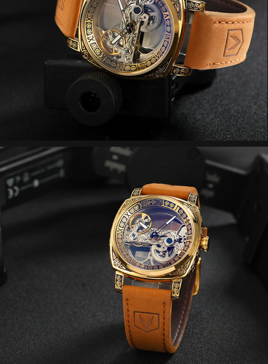 Reloj Mecánico Automático Vintage con Correa de Cuero Genuino - Image 2