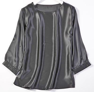 Camisa de Seda de Gusano de Seda con Perla Brillante y Satén - Image 65