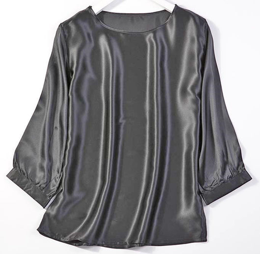 Camisa de Seda de Gusano de Seda con Perla Brillante y Satén - Image 65