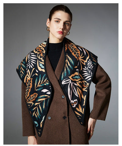 Chal Triangular Jacquard Hojas de Otoño Estilo Europeo - Image 14