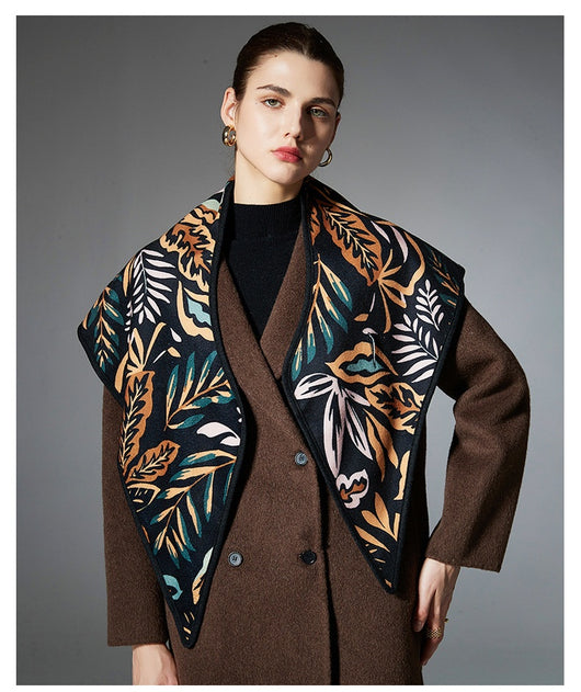 Chal Triangular Jacquard Hojas de Otoño Estilo Europeo - Image 14