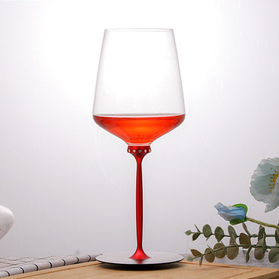 Copa de Vino Cristal Rojo Diseño Artístico Danzante