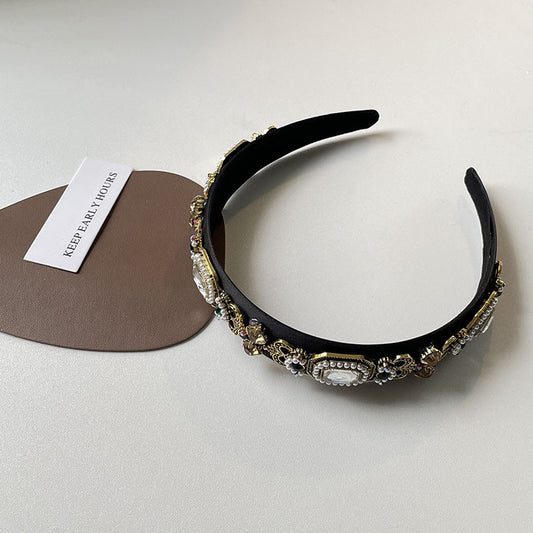 Diadema Geométrica con Incrustaciones de Perlas y Cristales para Mujer - Image 2